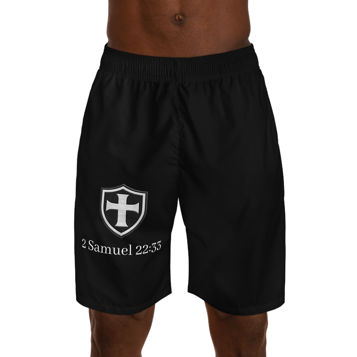 Apexathelete Labs - Shield of Faith Jogger Shorts — 2 Samuel 22:33 Bible Verse Athletic Shorts